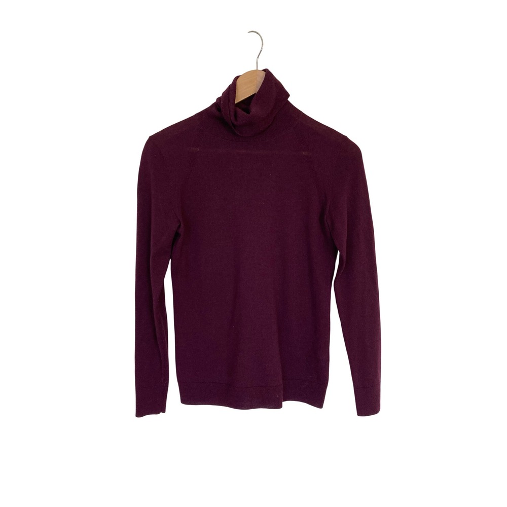 Banana Republic Womens XS Burgundy Extra Fine Merino Wool Turtleneck Sweater